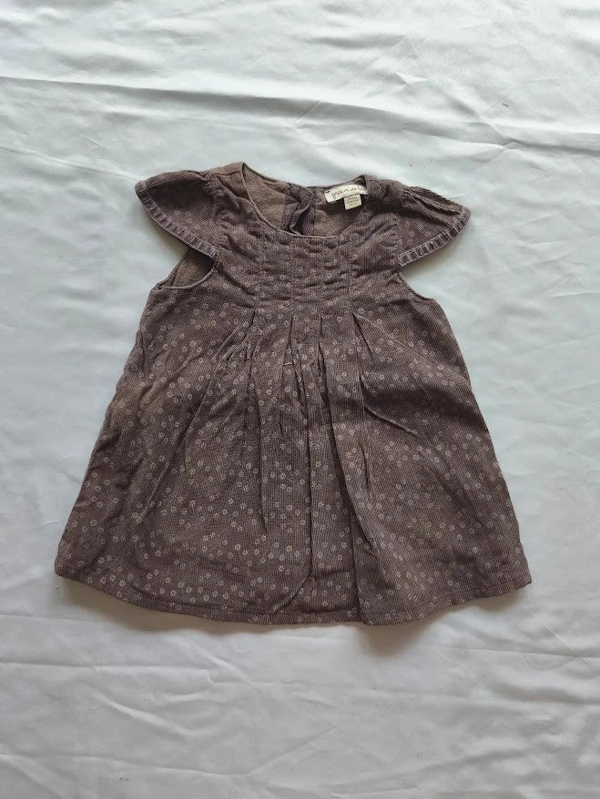 Robe Grain de Blé 3 mois taupe imprimé fleuri à volants